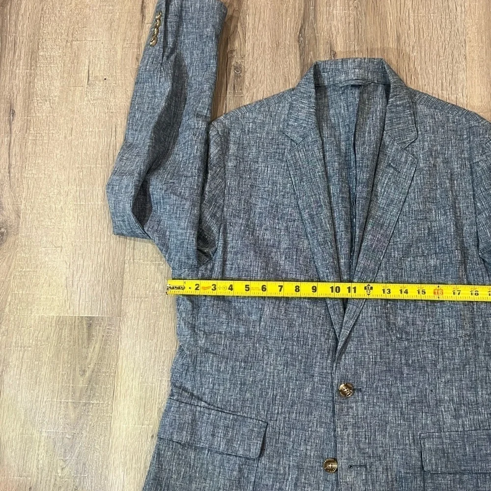 J. Crew Size L Linen Cotton Blend Blue Crosshatch Mainline 2 Button Sport Coat